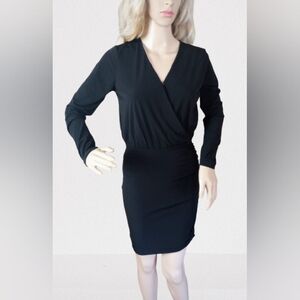 NWT Michael Kors LBD, fitted black faux wrap stretchy dress, XS